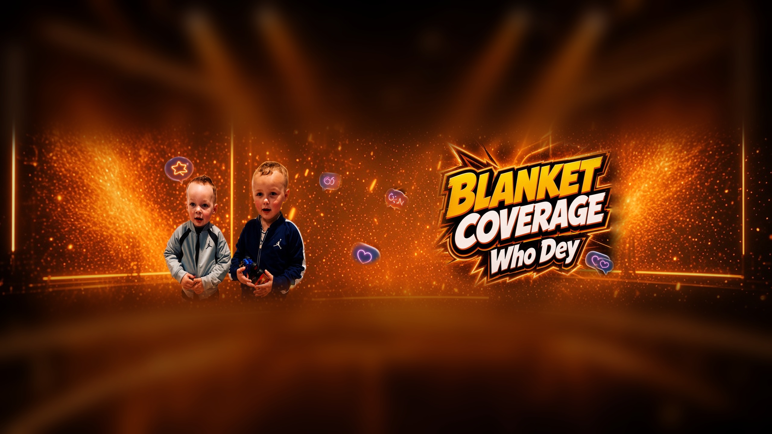 Blanket Coverage YouTube channel banner — Jude and Duke with BLANKET COVERAGE wordmark